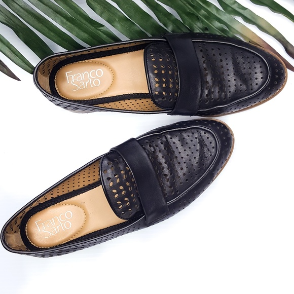 Franco Sarto Shoes - Franco Sarto Hudley Black Perforated Loafers 7M